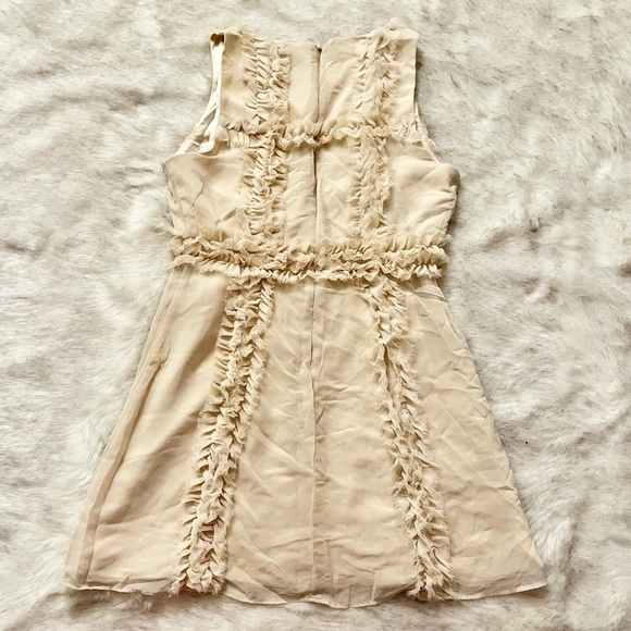 Forever 21 Vintage Cream Rosette Ruffle Pleated Dress Size Small - Picture 4 of 8